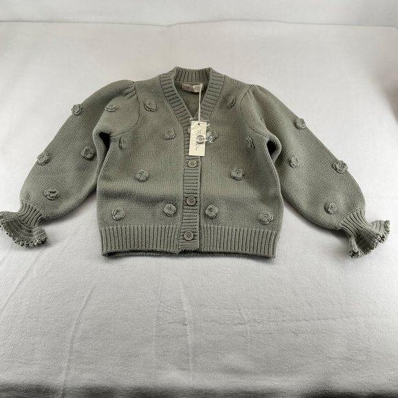 NWT Rylee Cru flounce cardigan mint blue fog sweater 6-7y 8-9 - Picture 2 of 7